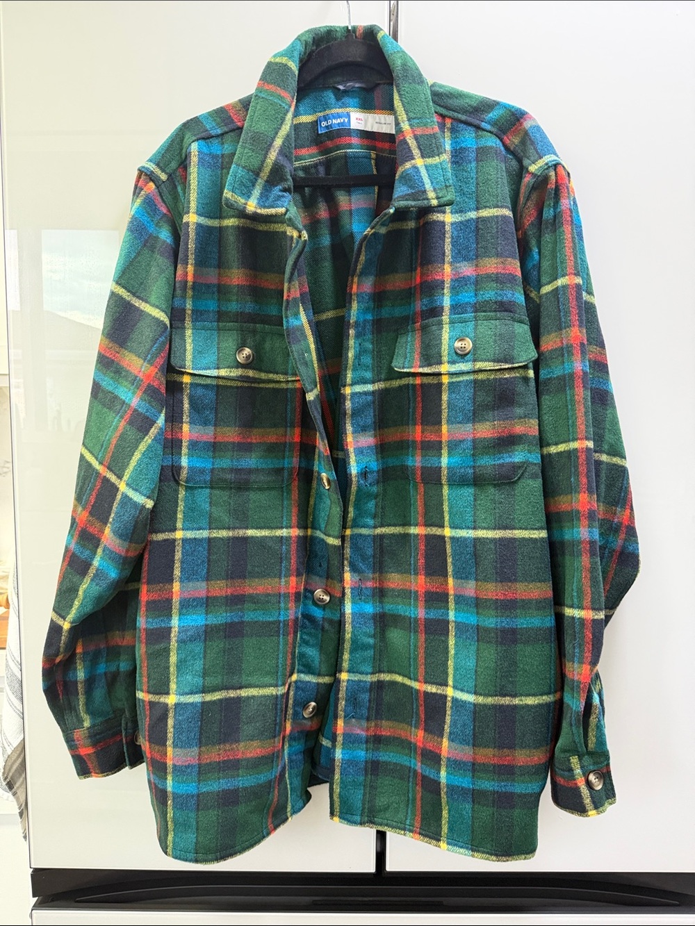 Old Navy Green Plaid Wool-Blend Shirt Jacket